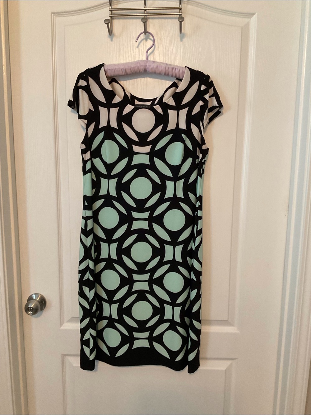connected apparel Black and Mint Geometric Shift Dress